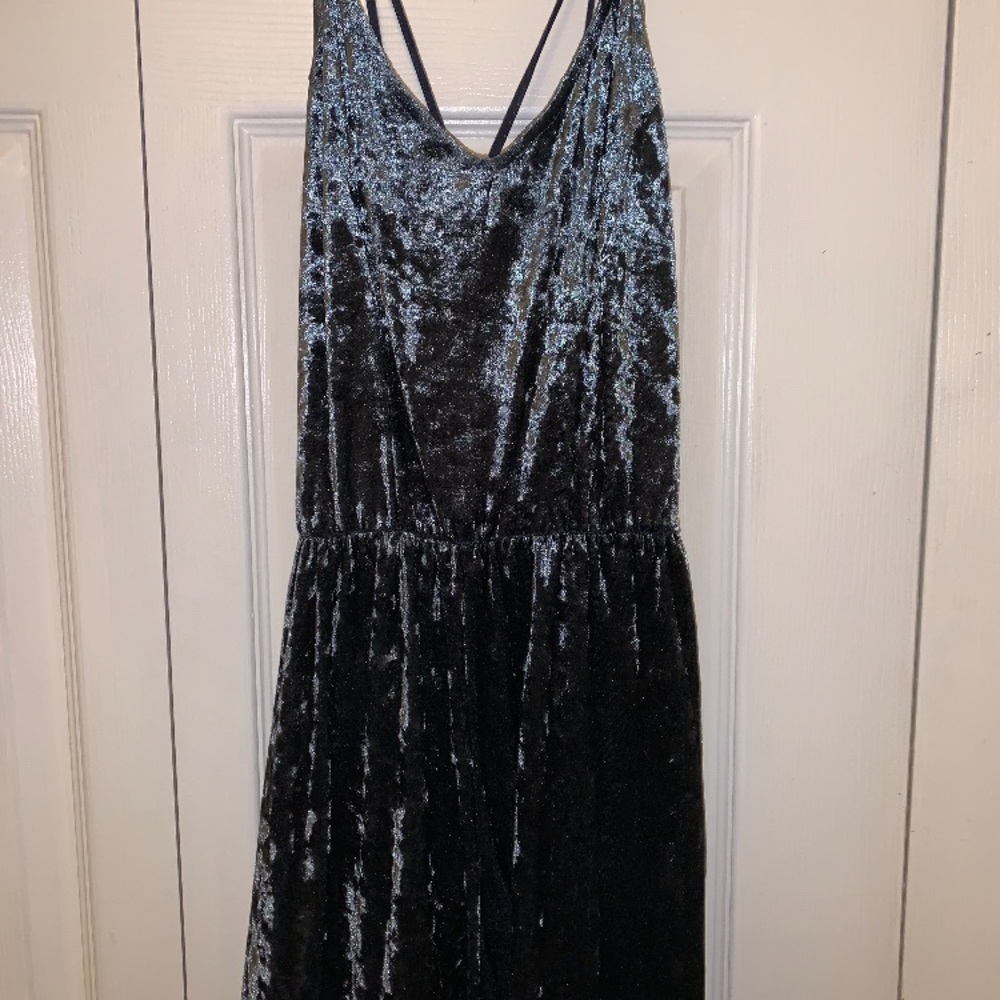 navy velvet romper